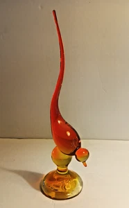 Vintage Viking Glass Persimmon Long Tail Bird Figurine 12" Some Glow - Picture 1 of 12