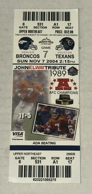 11/28/2004 Denver Broncos Oakland Raiders NFL MNF Ticket Stub John Elway Tribute - Image 1 of 2