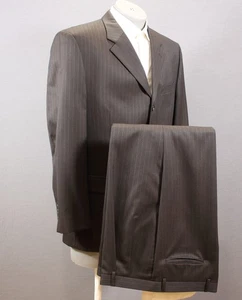 Jones New York Black Striped 2 Pc Suit Wool 3 Btn Mens 42R Pleated Fronts 36" W - Picture 1 of 10