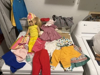 1996 Fibre-Craft 18” Doll Lot w/ Outfits, Shoes, Accessories + Bonus LOL Doll - Image 1 of 4