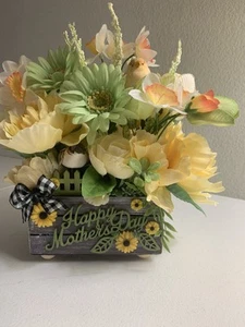 Caja de Madera Decorada Floral Día de la Madre Pájaros Girasoles Bandeja Rústica en Niveles Nueva - Imagen 1 de 11