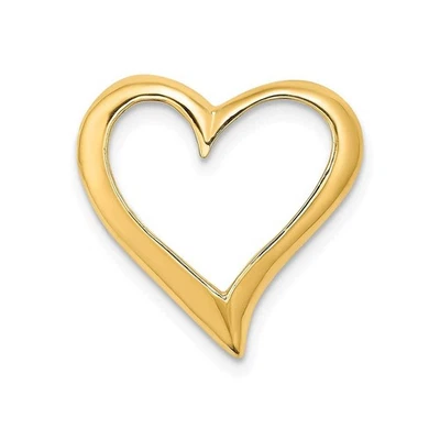 Твердый 14k желтое золото 2-D большой плавающий сердце слайд подвеска подвеска - 19 мм x 1... - Изображение 1 из 4