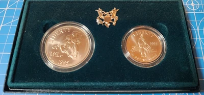 1995 Civil War Battlefield Silver Uncirculated Two Coin $1 + Half Dollar Box COA - Image 1 of 4