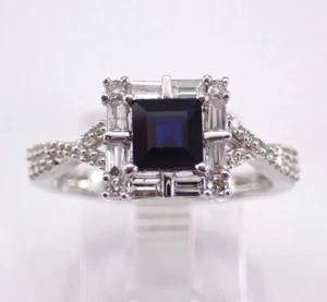 4 Ct Princess Cut Simulated Blue Sapphire Wedding Ring In 14k White Gold Plated - Picture 1 of 8