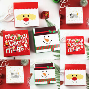 10x Christmas Gift Boxes Party Favours Sweet Biscuit Candy Treat Pack Paper