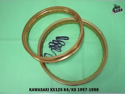 Fit KAWASAKI KX125 K4 K5 1997-1998  FRONT & REAR WHEEL RIM  GOLD SET  [as2049] Foto 1 de 4