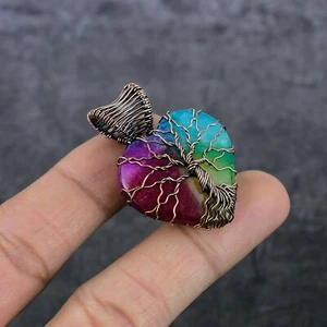 Solar Quartz Gemstone Copper Wire Wrap Jewelry Pendant 1.69" Gift for Her C243 - Picture 1 of 5