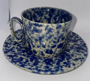 Bennington Vintage Blue Spongeware Cup and Saucer ( 1626 & 1627) - Picture 1 of 7