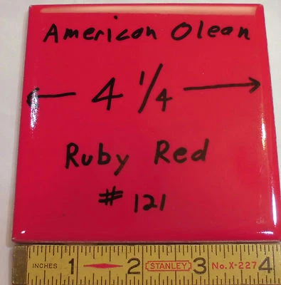 5 uds. Azulejos de cerámica brillante *rojo rubí* de American Olean 4-1/4" color brillante Foto 1 de 4