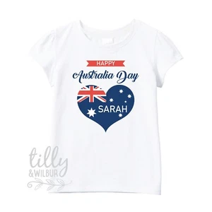 Happy Australia Day Personalised T-Shirt For Girls, Australia Day T-Shirt Gift - Picture 1 of 8