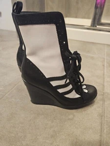 Adidas X Jeremy Scott OBY White Black Wedge Boots UK7.5 US 9 Super Rare - Picture 1 of 8