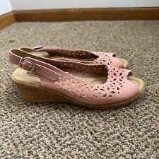 Spring Step Made In Italy Sandals Women's Size 40 Pink Cut Out Wedge Slingback