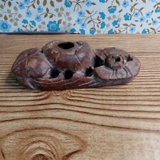 Vintage Chinese hand carved red soapstone floral inkwell pot bowl flower