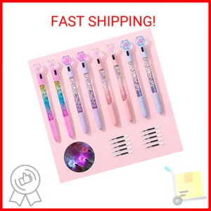 8 Pcs Cute Kawaii Pens, 0.5mm Cat Paw Shiny Luminous Ballpoint Writing Gel Pens - Picture 1 of 2