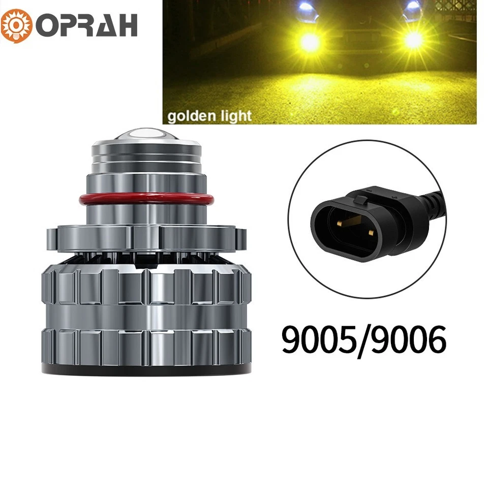 2pcs 9005 9006 LED Car Modification Laser Lens Fog Light Combination HB3 YELLOW - Image 1 of 4