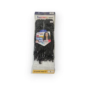 Freetress 12 Inch Color 1 Black 2X Spring Twist  Synthetic Crochet Hair - Picture 1 of 5