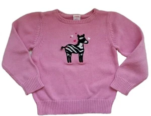 Gymboree Girls Zebra Sweater Size 5 Wild One Vintage Pink Black White Hearts - Picture 1 of 4