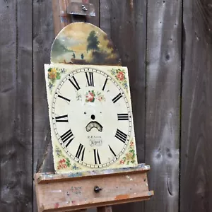 Antique Georgian Richard Snow Salvage Hand Painted Enamel Grandfather Clock Face - Picture 1 of 7
