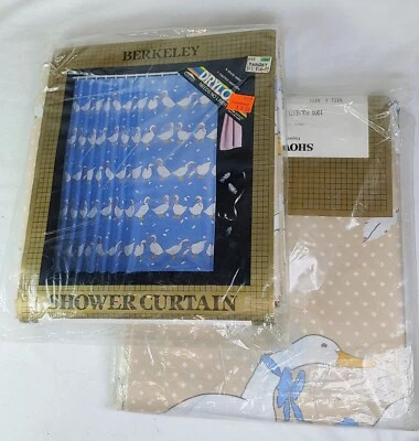 2 x NOS BERKELEY Poliéster Cortina de Ducha Patos Quackers Marrón Tostado Drylon EE. UU. NY Foto 1 de 3