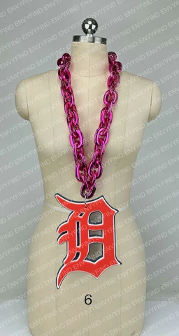 New MLB DETROIT TIGERS HOT PINK Jumbo Big Fan Chain Necklace Foam MI USA Cover