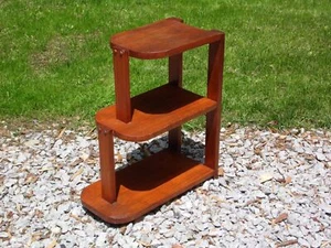 Vintage Art Deco Style Solid Wood Three Tiered Step End Table Stand - Picture 1 of 13