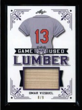OMAR VIZGUEL 2021 LEAF LUMBER PURPLE GAME USED BAT RELIC #8/9 (RARE) FC9749