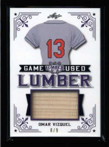 OMAR VIZGUEL 2021 LEAF LUMBER PURPLE GAME USED BAT RELIC #8/9 (RARE) FC9749