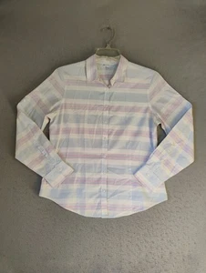 Top Brooks Brothers para mujer 12 blanco a rayas manga larga cuello abotonado - Imagen 1 de 9
