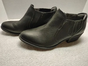 Earth Damenschuhe Größe 10M schwarz Leder seitlicher Reißverschluss Booties 1,5"-Absatz - Bild 1 von 12