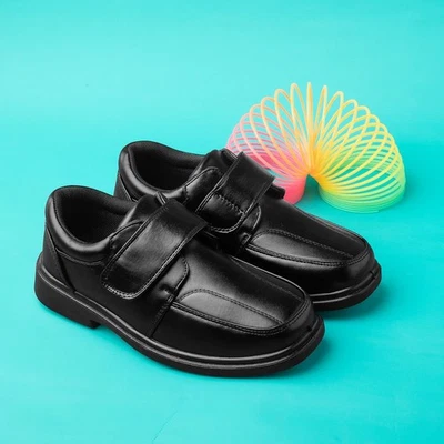 Trux Boys Shoes Black Kids School Easy Fasten Gripped Padded Collar Fred SIZE - Image 1 of 4