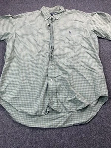 Polo Ralph Lauren Shirt Mens Large Green Check Short Sleeve Button Up - Picture 1 of 16