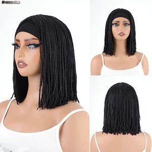 New Goddess Boho Braided Wigs for Black Women Bob Box Braids Wig Staight Black - Picture 1 of 7