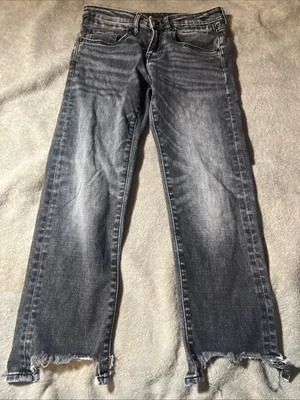 R13 джинсы мальчика прямой черный джинсы заниженной искусственно состаренный кромки 26» ярлык 24 - Изображение 1 из 4