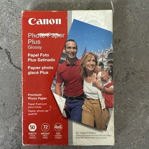 VTG Canon Inkjet Photo Paper Plus Błyszczący PP-101 4x6 50 arkuszy, nowy otwarty box - Zdjęcie 1 z 5