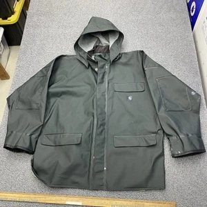 Carhartt Mens Large Rain Storm Coat Surrey Waterproof Jacket PVC Hooded - Picture 1 of 9