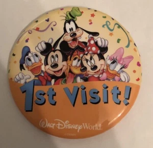 1st Visit Walt Disneyland Resort Mickey Minnie Goofy Pluto Donald Daisy Button   - Picture 1 of 4