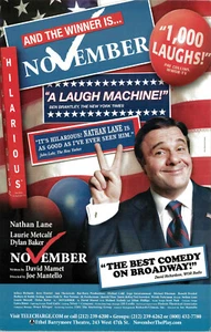 NOVEMBER ~ Broadway David Mamet Poster ~ Dylan Baker ~ Laurie Metcalf ~ Nathan Lane - Bild 1 von 1