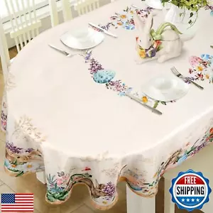 uwdfnwuif Easter Oval Tablecloth 60" x 120" Waterproof Fabric Spring Easter B - Picture 1 of 5