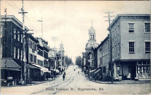 HAGERSTOWN, MARYLAND - CONCURRIDA CALLE NORTE POTOMAC - POSTAL ANTIGUA - Imagen 1 de 2