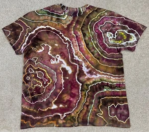 Handmade Ice Tie Dye T-Shirt XL Mens Womens Gildan Soft Cotton Brown Geode - Picture 1 of 3