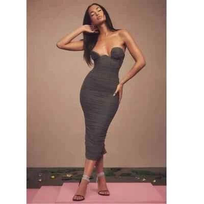 House of CB Cindy Ruched Strapless shadow corset Dress Sz M - Image 1 of 4