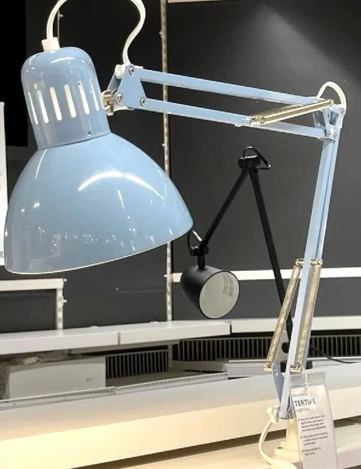 Ikea TERTIAL Work Lamp Adjustable Clamp Table Desk Light Blue 705.042.95