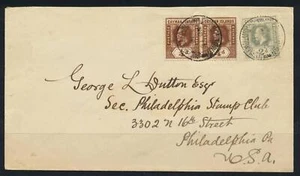 CAYMAN Islands to USA 1916 KGV on Scarce Reg Cover GEORGETOWN to Philadelphia - Picture 1 of 2