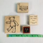 lot of 4 kids theme Teddy Bear, Pull Wagon stamps
