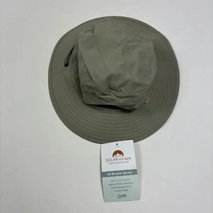Solar Escape UV Explorer Bucket Hat UPF50 Unisex Sun Beach Hat w/ Strap Tan Gray - Picture 1 of 5