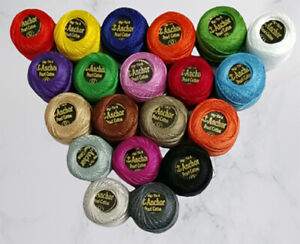 20 Anchor Pearl Cotton Balls Sewing  Embroidery Thread 85M Each 10g | UK