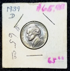 1939-D Jefferson Nickel B. Uncirculated Condition Light tone - Picture 1 of 5