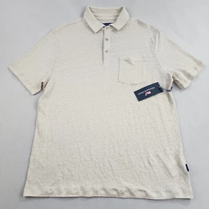Vineyard Vines Poloshirt M Medium elfenbeinfarben 3 Knöpfe Leinentasche $ 98 Herren - Bild 1 von 8