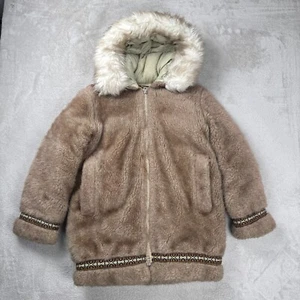 VTG Hansa Branta Parka Jacket Womens Small Brown Preowned Goose Down Faux Fur - Picture 1 of 7