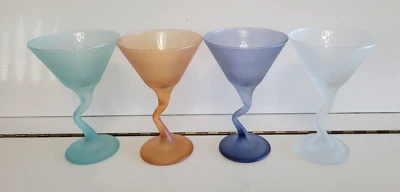 4 CIRCLEWARE SATINADO ESMERILADO MARTINI VERDE NARANJA AZUL BLANCO 6,5 PULGADAS 6 OZS Foto 1 de 4